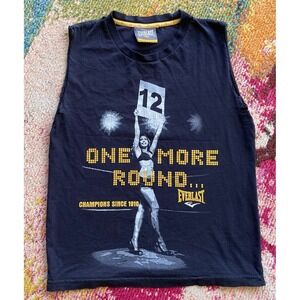 VTG Everlast Mens Sleeveless Shirt Black Logo Spell Out Tank Top MMA Size Medium